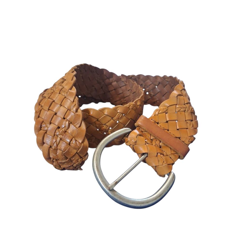 Y2K Women's size 30" Braided Genuine Leather Grungecore Academia Preppy Belt